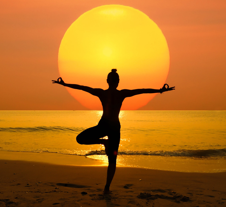 woman practicing yoga